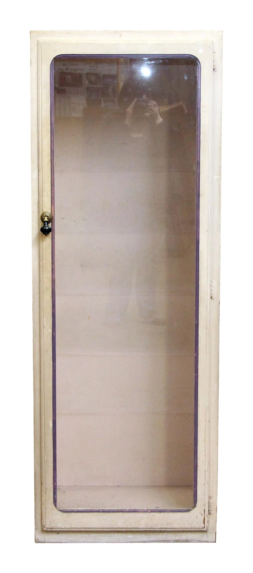 Vintage Wooden Display Case With Old Wavy Glass Door 4 Vintage Wooden Display Case With Old Wavy Glass Door - Image 2