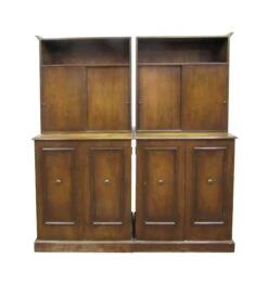 Pair Of Traditional Two Section Wooden Storage Cabinets