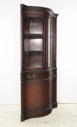 Traditional Mahogany Curved Glass Doors Corner Cabinet 18 Traditional Mahogany Curved Glass Doors Corner Cabinet -OGT Sale Store cabinets q282449