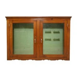 Reclaimed Peg Board Storage Glass Doors Wall Cabinet