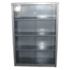 Vintage Gray Steel Bookcase With Glass Sliding Doors 2 Vintage Gray Steel Bookcase With Glass Sliding Doors -OGT Sale Store cabinets vintage gray steel bookcase with glass sliding doors l207964