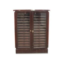 Vintage Wood & Metal Cabinets With Chicken Wire Glass Doors