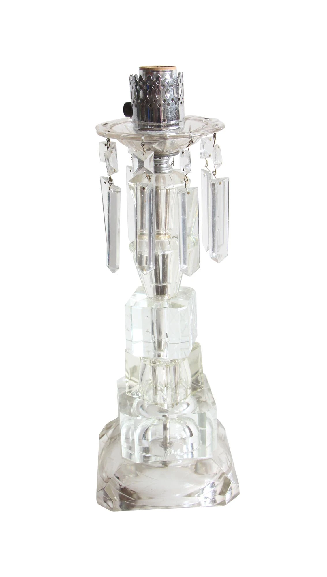 1940s Traditional Clear Crystal Vanity Table Lamp 3 1940s Traditional Clear Crystal Vanity Table Lamp