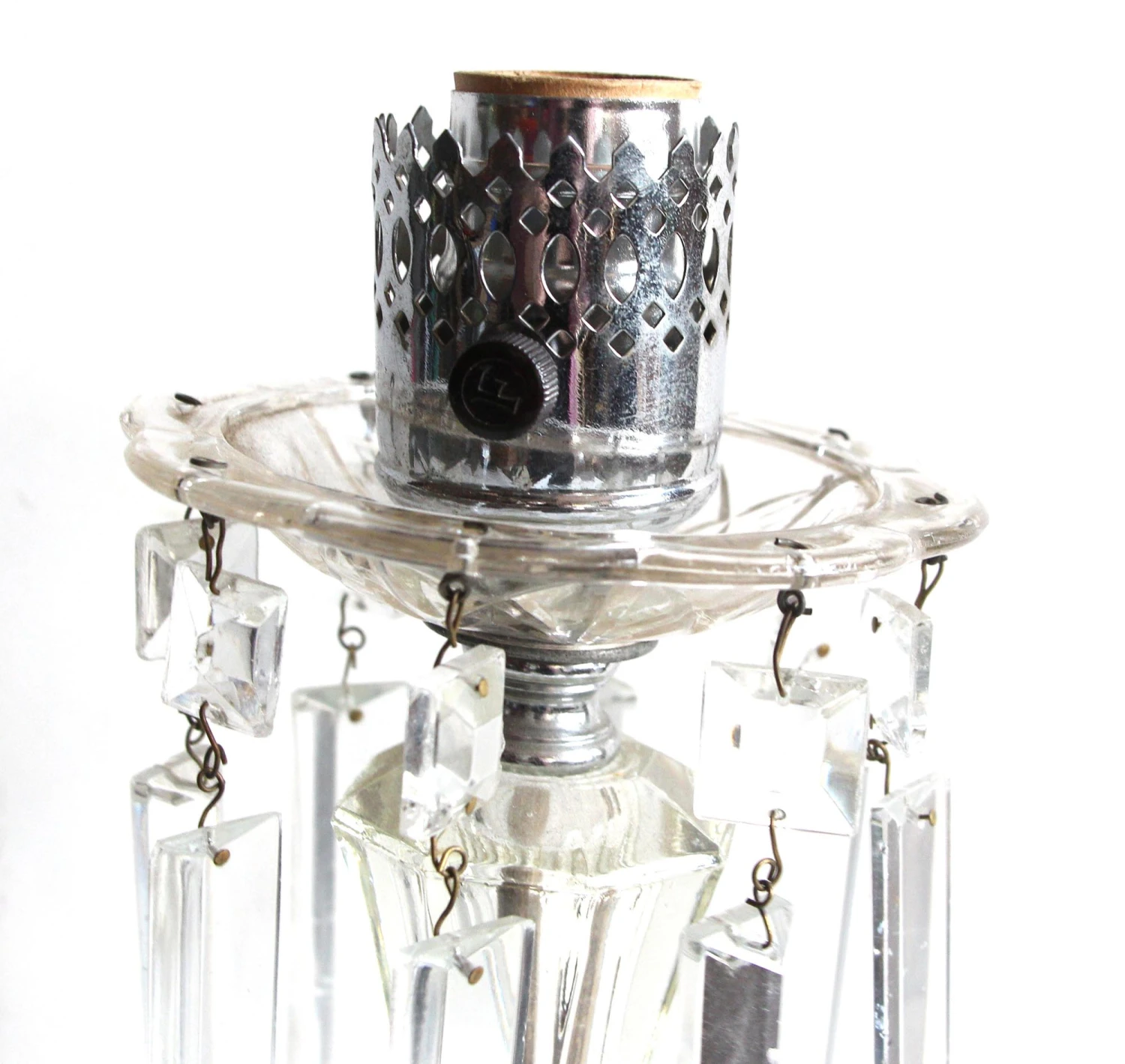 1940s Traditional Clear Crystal Vanity Table Lamp 5 1940s Traditional Clear Crystal Vanity Table Lamp - Image 3