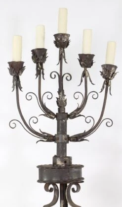 Pair Of Wrought Iron 19th Century Candelabra Floor Lamps 16 Pair Of Wrought Iron 19th Century Candelabra Floor Lamps -OGT Sale Store candelabra lamps q278235