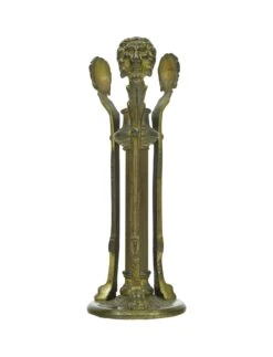 Antique Triple Sided Bronze Lion Head Table Top Candle Holder