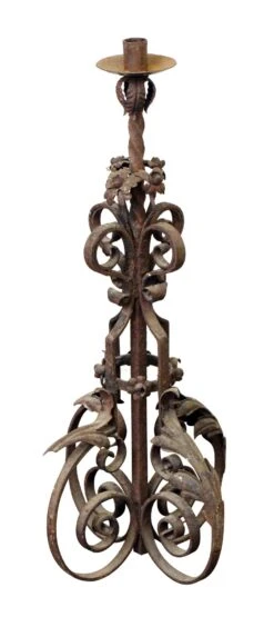 19th Century Wrought Iron Standing Lantern 9 19th Century Wrought Iron Standing Lantern -OGT Sale Store candle holders for sale m223079