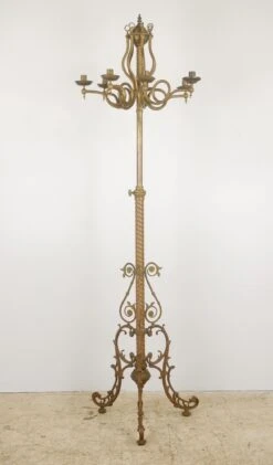 Victorian Brass 7 Arm Floor Candelabra Lamp