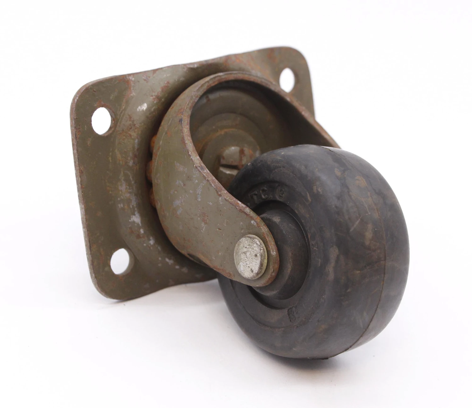 Set Of 4 Vintage Steel & Rubber Wheel Casters 4 Set Of 4 Vintage Steel & Rubber Wheel Casters - Image 2