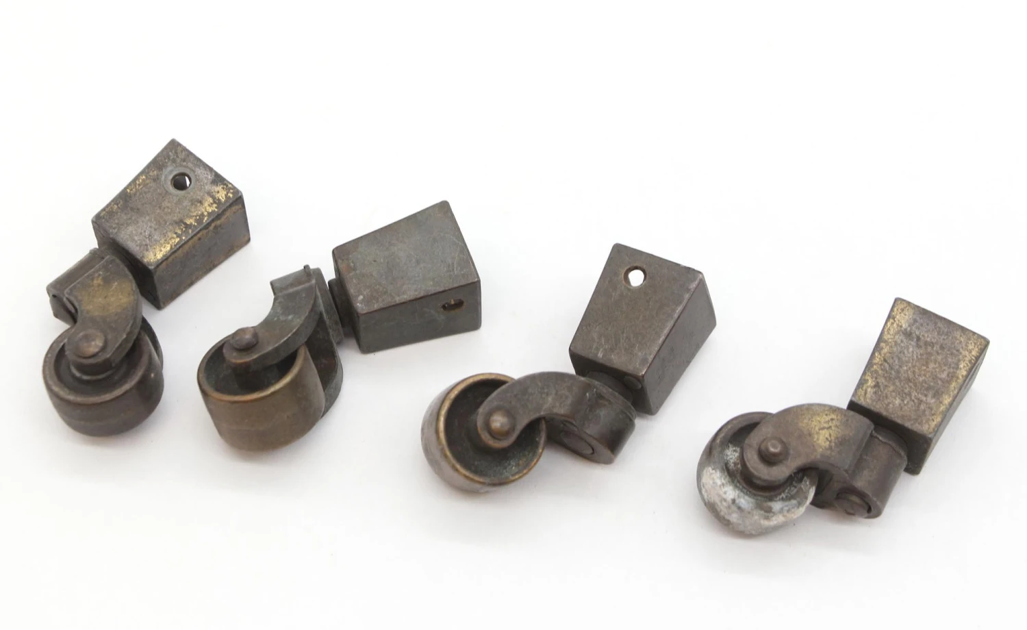 Set Of Four Brass Cup Swivel Wheeled Casters 4 Set Of Four Brass Cup Swivel Wheeled Casters - Image 2