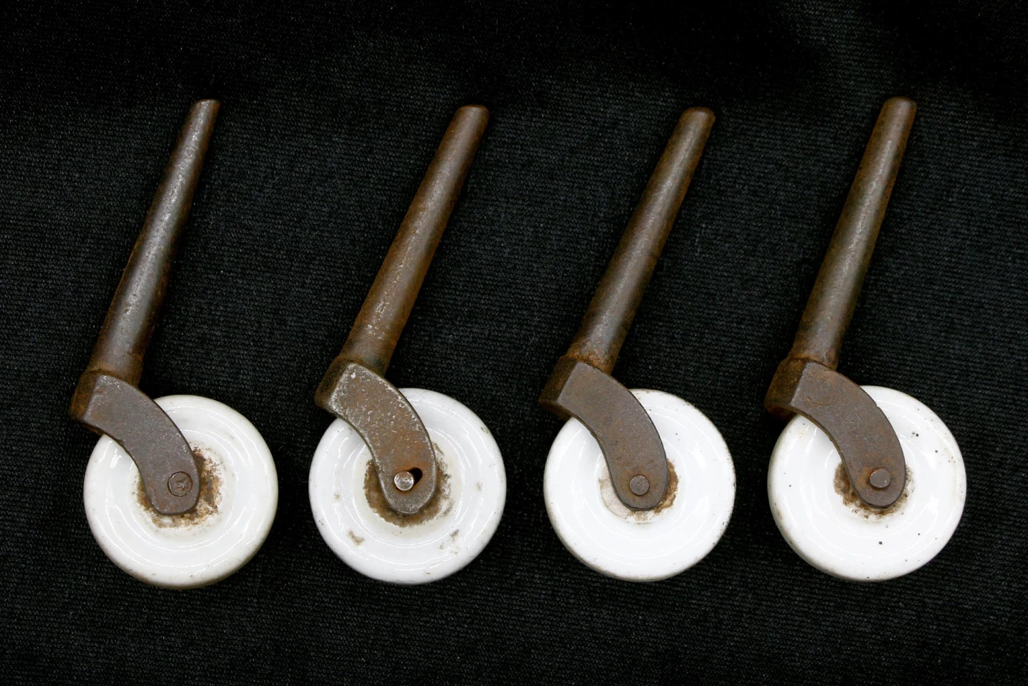 Set Of Antique White 1.625 In. Porcelain Caster Wheels 3 Set Of Antique White 1.625 In. Porcelain Caster Wheels