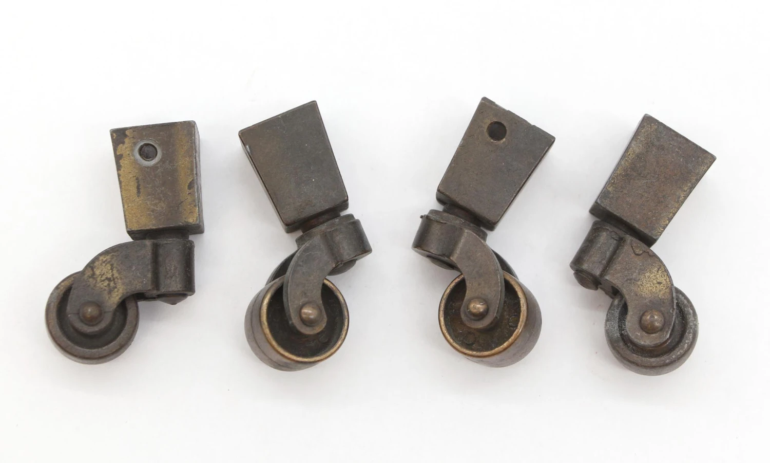 Set Of Four Brass Cup Swivel Wheeled Casters 3 Set Of Four Brass Cup Swivel Wheeled Casters