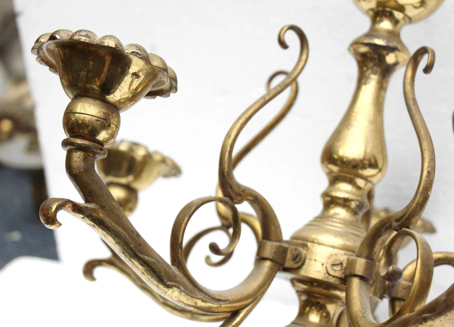 Imported French Bronze 5 Arm Art Nouveau Chandelier 4 Imported French Bronze 5 Arm Art Nouveau Chandelier - Image 2