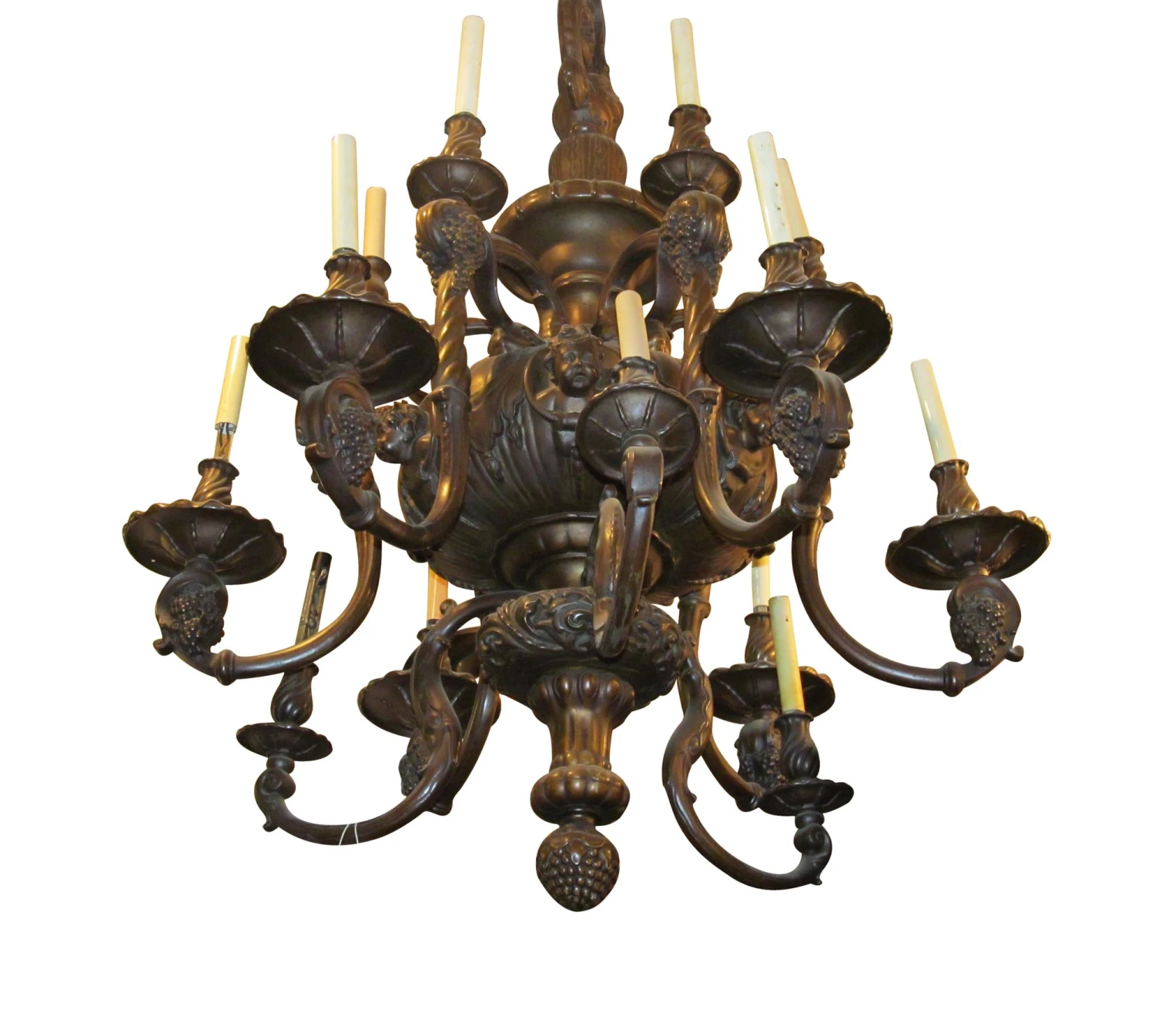 1890s Heavy Cast Brass 18 Arm French Chandelier 3 1890s Heavy Cast Brass 18 Arm French Chandelier
