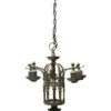 1910s Nickel Over Brass 5 Light Arts & Crafts Chandelier