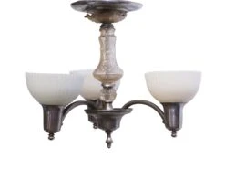 1930s Art Deco Chrome Plated 3 Light Chandelier