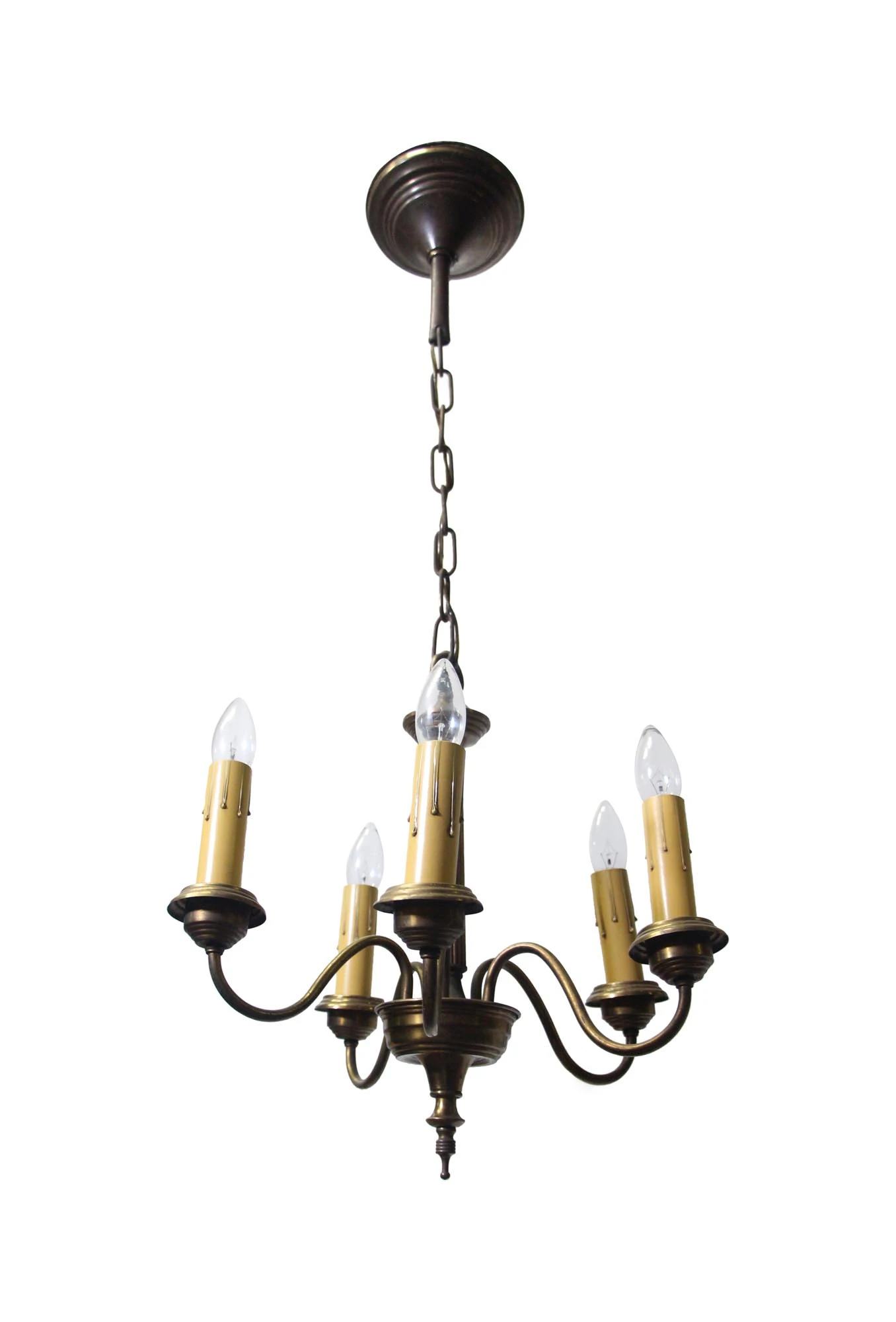 1940s Federal 5 Arm Petite Chandelier 3 1940s Federal 5 Arm Petite Chandelier