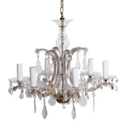 1940s Restored 6 Arm Marie Therese Crystal Chandelier