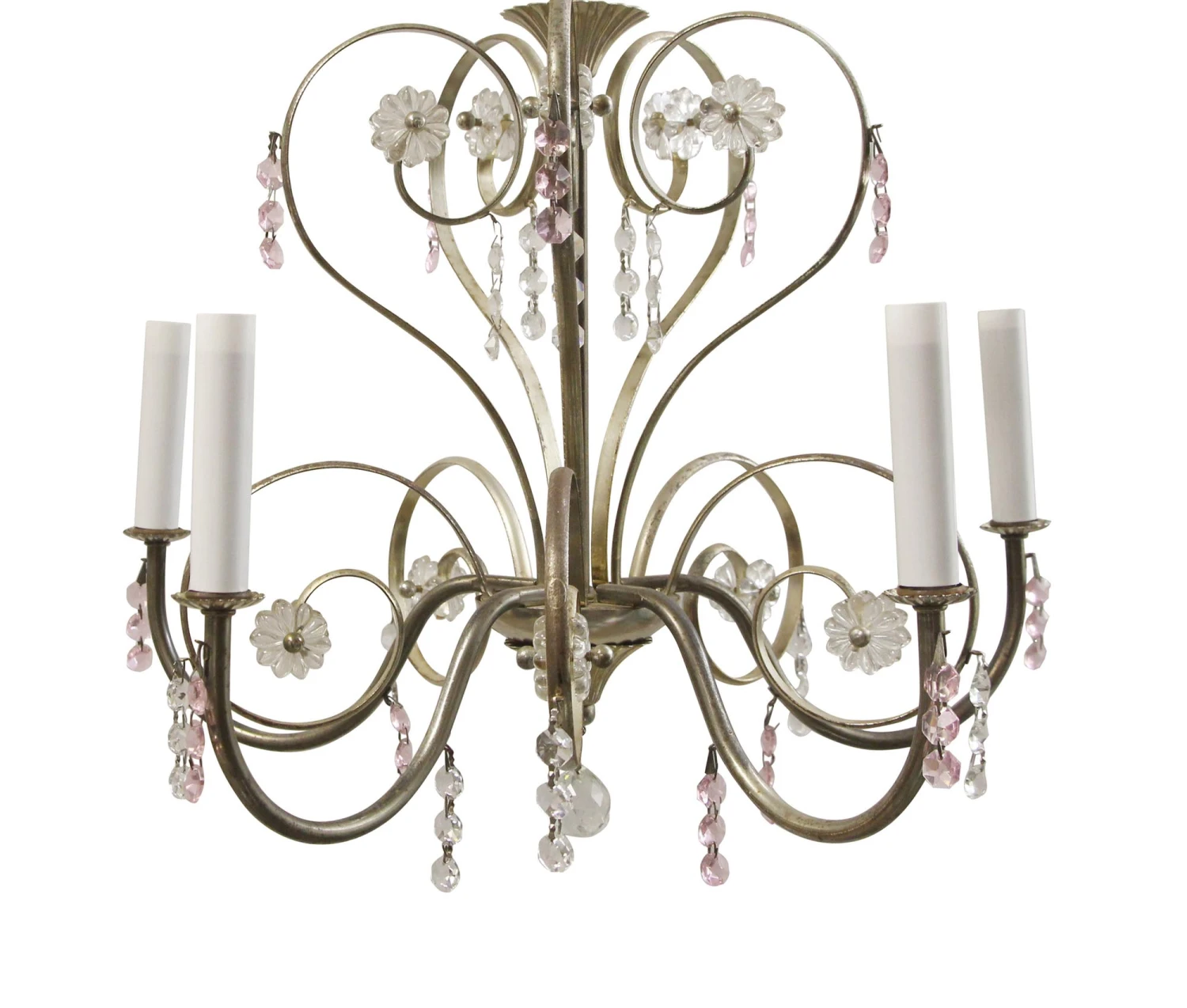 1950s Petite French Chandelier Silver Plate 3 1950s Petite French Chandelier Silver Plate