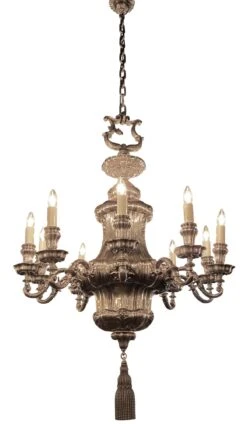 5 Ft. Silvered Bronze 10 Arm Georgian Caldwell Chandelier