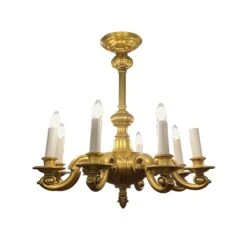 Antique 1920s Georgian 8 Arm Bronze Chandelier