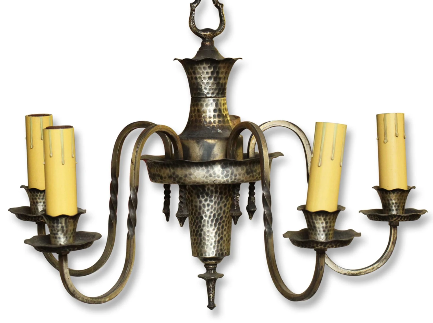 Antique 5 Arm Hammered Arts & Crafts Chandelier 3 Antique 5 Arm Hammered Arts & Crafts Chandelier