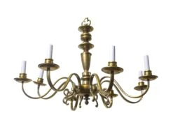 Antique 8 Arm Brass Colonial Style Chandelier