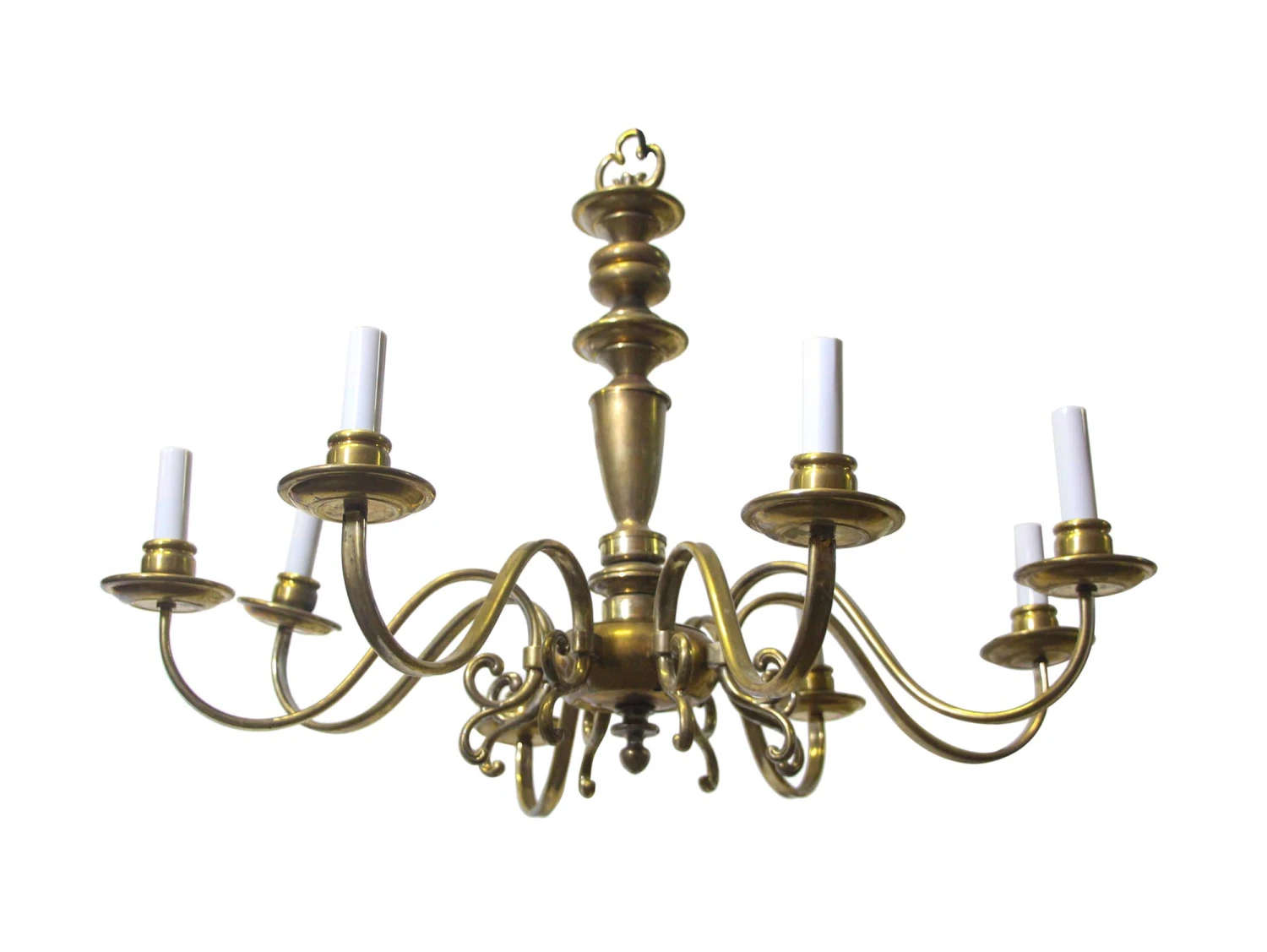 Antique 8 Arm Brass Colonial Style Chandelier 3 Antique 8 Arm Brass Colonial Style Chandelier