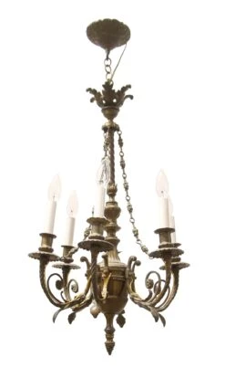 Antique Bronze French 6 Arm Chandelier