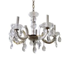 Antique Petite Marie Therese 5 Arm Crystal Chandelier