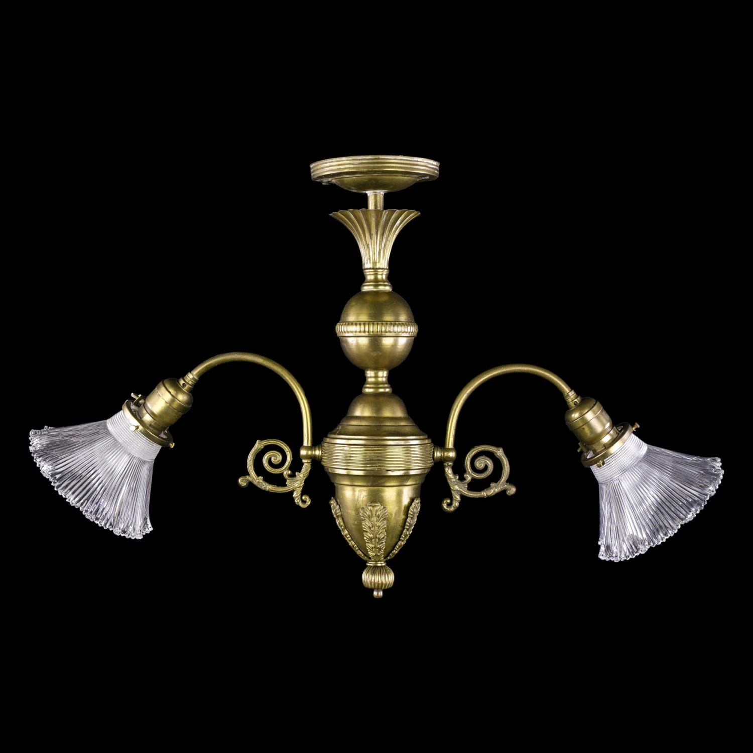 Antique Victorian Gas Converted Electric 2 Down Arm Brass Chandelier 3 Antique Victorian Gas Converted Electric 2 Down Arm Brass Chandelier