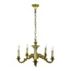 Art Deco 5 Arm Cast Brass 22 In. Chandelier