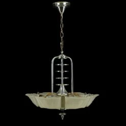 Art Deco Glass Slip Shade 6 Light Chandelier