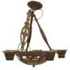 Arts & Crafts 5 Arm Cast Bronze Chandelier