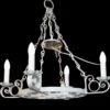 Arts & Crafts White Wrought Iron 4 Arm Chandelier