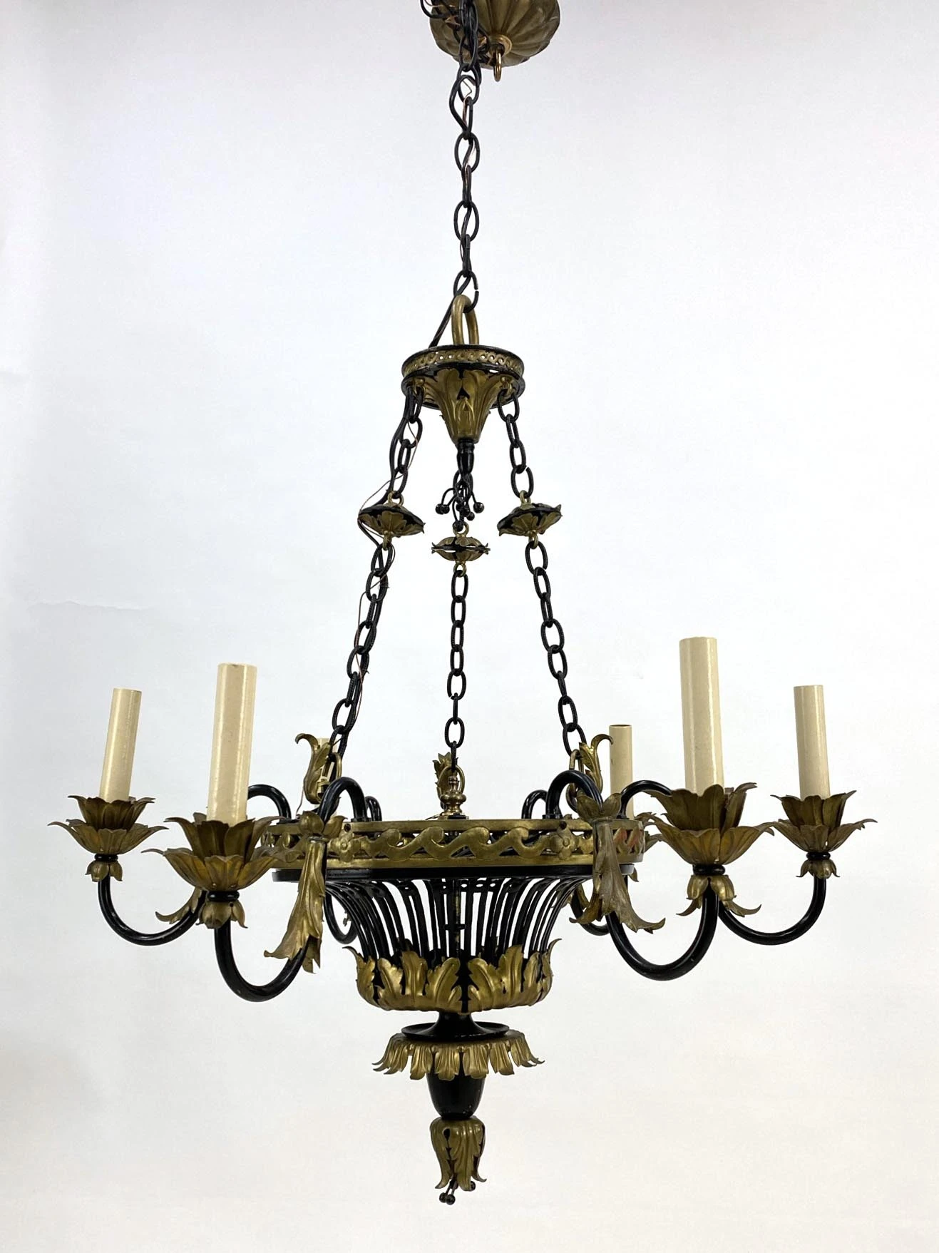 1930s French Country 6 Arm Chandelier 4 1930s French Country 6 Arm Chandelier - Image 2