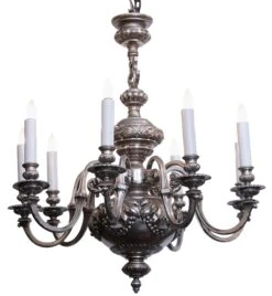 Antique English Regency Silvered Bronze 9 Light Chandelier 13 Antique English Regency Silvered Bronze 9 Light Chandelier -OGT Sale Store chandeliers chc787