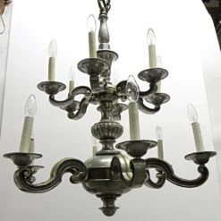 Silvered Bronze Georgian Two Tier 12 Arm Chandelier -OGT Sale Store chandeliers chc867