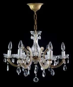 Crystal & Brass 6 Glass Arms Marie Therese Chandelier