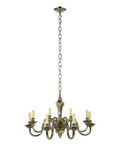 Dutch Style 8 Arm Two Tone Nickel Brass Chandelier