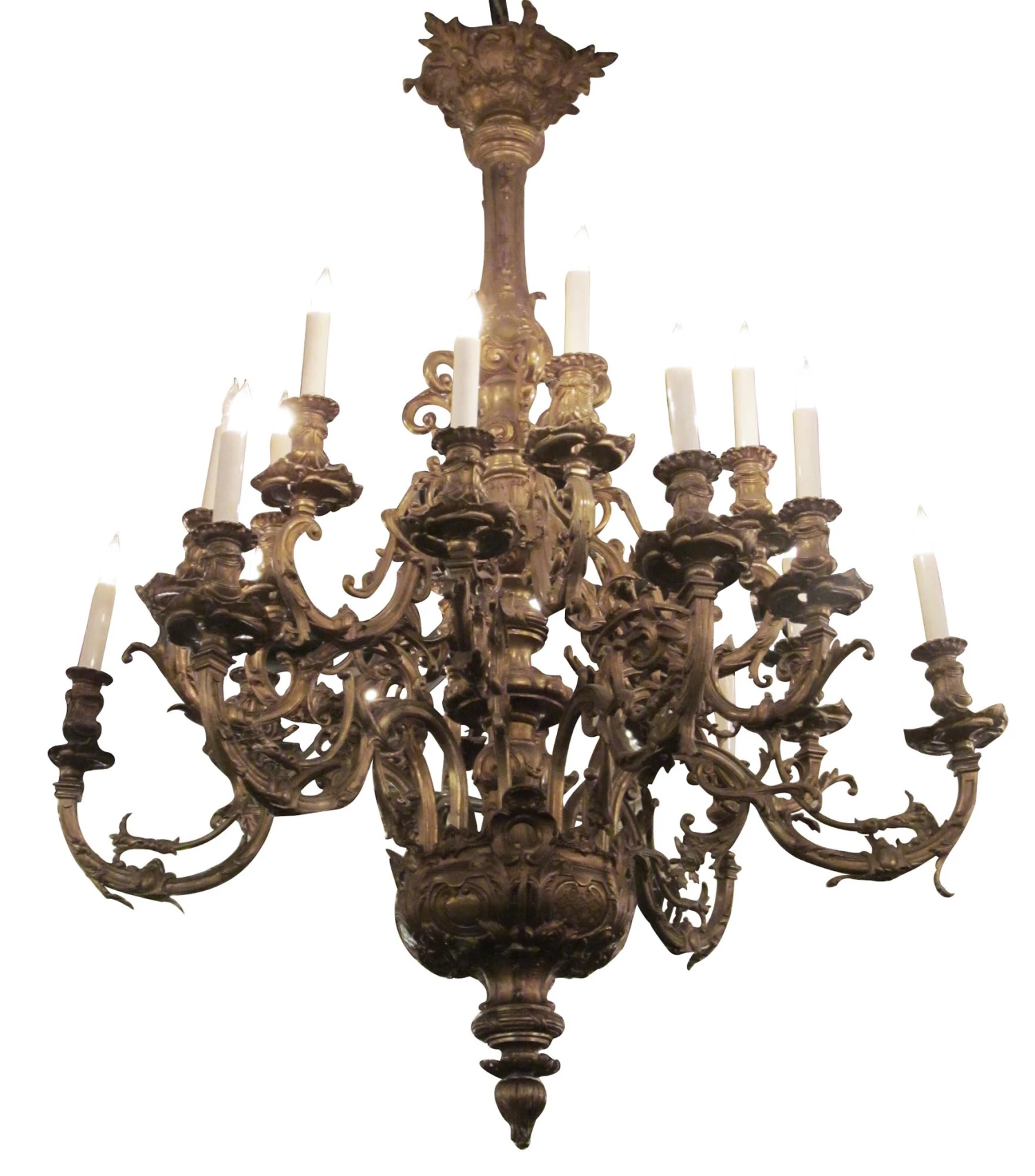 Grand 18 Arm Antique Gilded French Bronze Chandelier 4 Grand 18 Arm Antique Gilded French Bronze Chandelier - Image 2