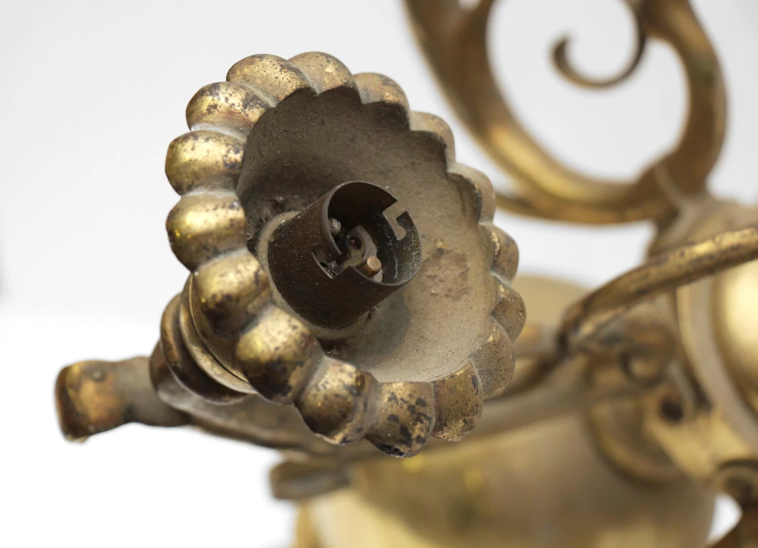 Imported French Bronze 5 Arm Art Nouveau Chandelier 5 Imported French Bronze 5 Arm Art Nouveau Chandelier - Image 3