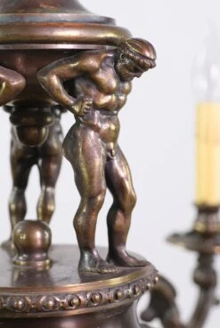 French Empire Bronze Chandelier With 3 Male Atlas Figures 13 French Empire Bronze Chandelier With 3 Male Atlas Figures -OGT Sale Store chandeliers for sale 22bel9119
