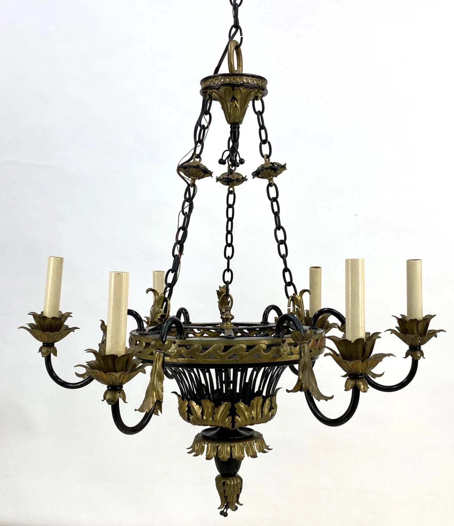 1930s French Country 6 Arm Chandelier 5 1930s French Country 6 Arm Chandelier - Image 3