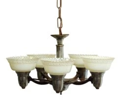 Art Deco 5 Arm Slip Shade Chrome Chandelier 10 Art Deco 5 Arm Slip Shade Chrome Chandelier -OGT Sale Store chandeliers for sale l204193