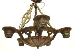 Arts & Crafts 5 Arm Cast Bronze Chandelier -OGT Sale Store chandeliers for sale l207705
