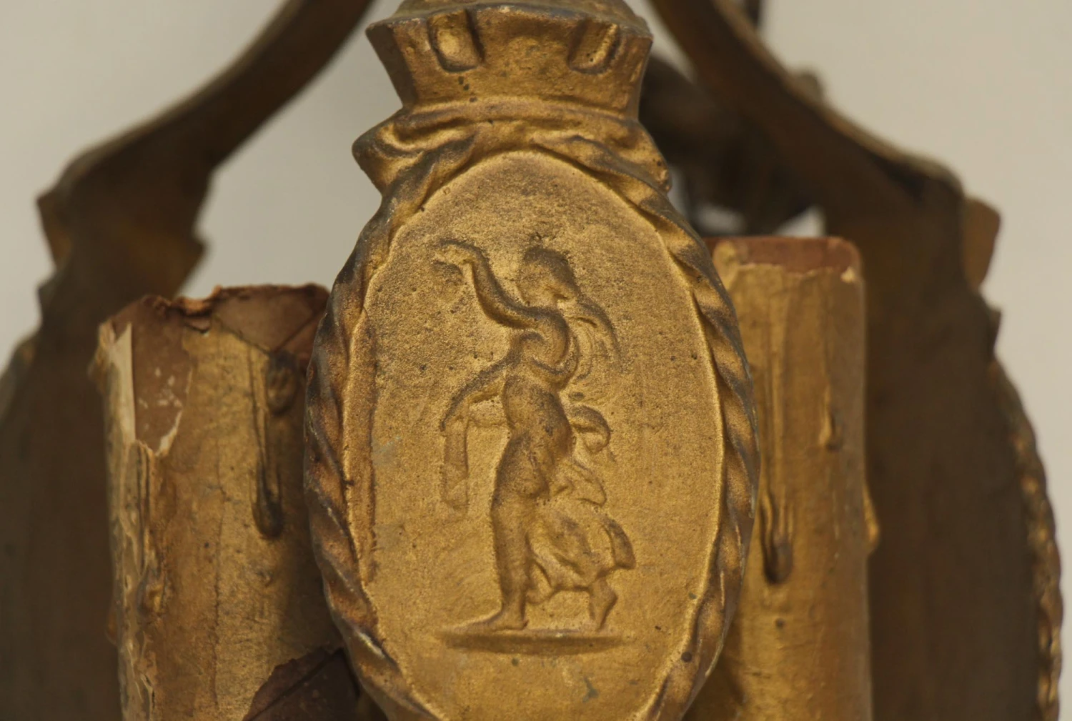 Antique Victorian Figural Bronze 3 Light Chandelier 5 Antique Victorian Figural Bronze 3 Light Chandelier - Image 3