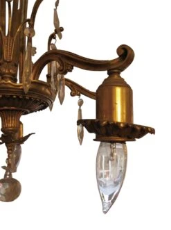 Art Deco Bronze & Crystal 5 Arm Down Light Chandelier -OGT Sale Store chandeliers for sale m224177