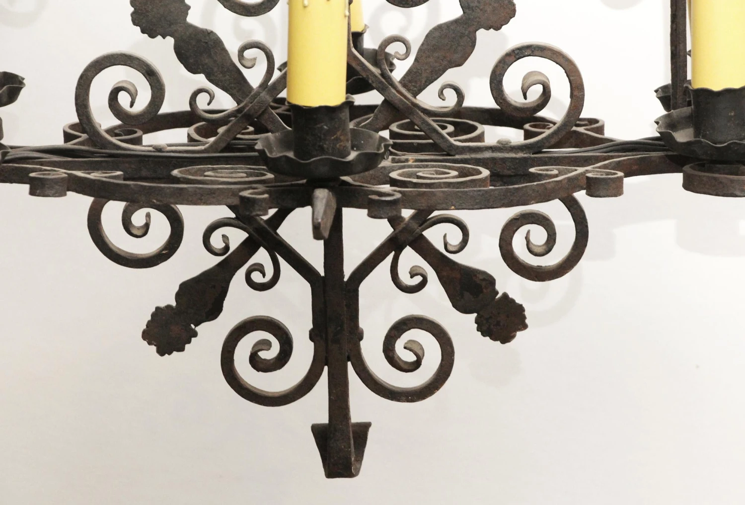 Antique Colonial Forged Iron 6 Light Chandelier 5 Antique Colonial Forged Iron 6 Light Chandelier - Image 3