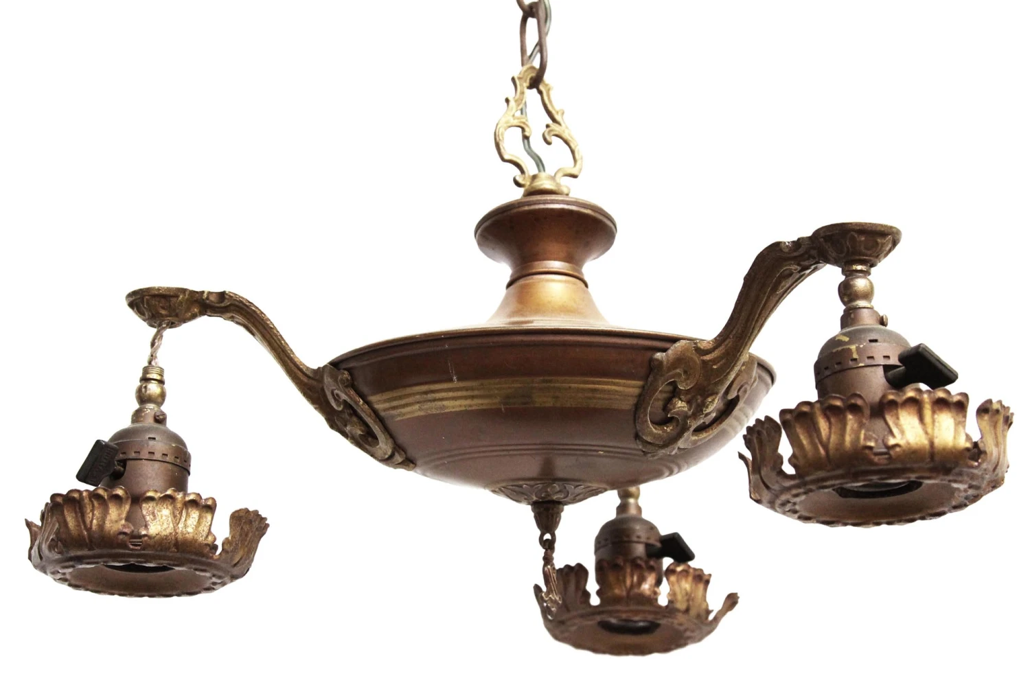 Victorian Gas Bronze 3 Down Light Chandelier 5 Victorian Gas Bronze 3 Down Light Chandelier - Image 3